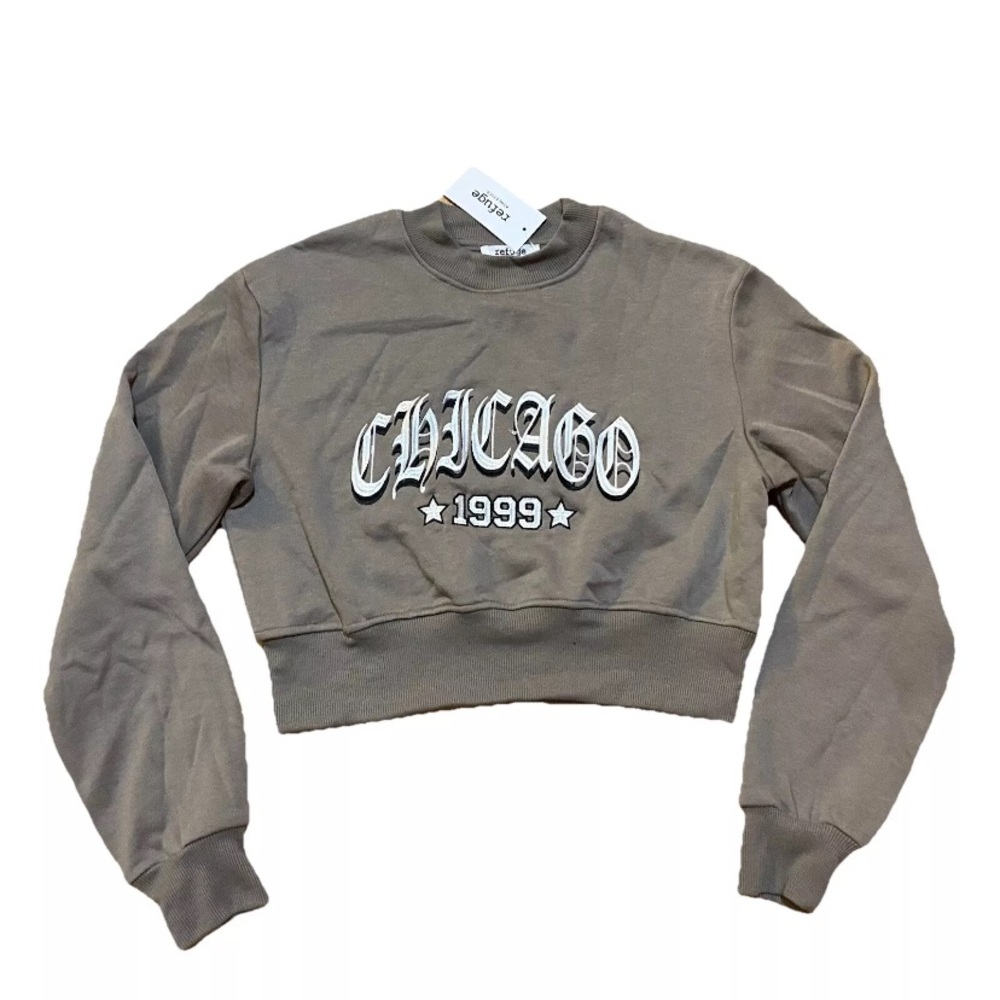 NWT Crop sweatshirt crewneck fleece 90s 1999 S small women’s lounge